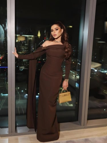 فستان سهرة باربي أوف شولدر بكتف واحد