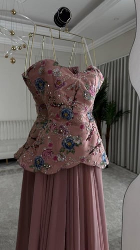 فستان شك سهره راقي تحت شيفون دبل كلوش