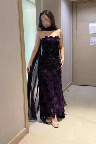 فستان سهرة خرز بطانه تفته شال جورجيت