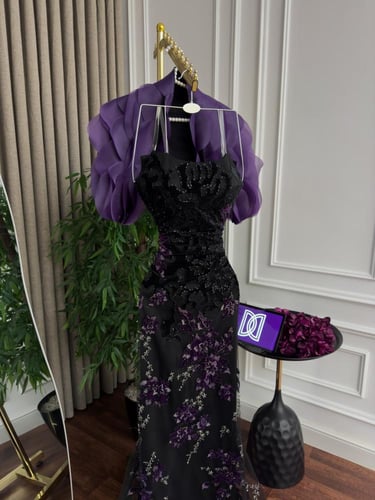 فستان سهره كلفه تل تطريز مخمل خرز وجاكيت اور جنزا...