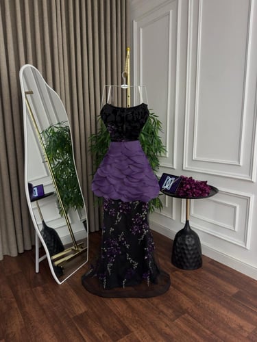 فستان سهره كلفه تل تطريز مخمل خرز وجاكيت اور جنزا...