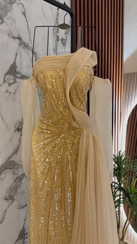 فستان شك سهره مبطن شال بليسيا