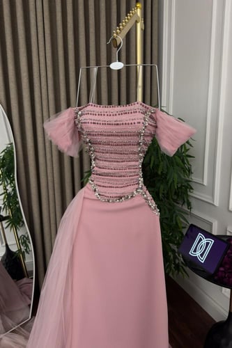 فستان سهره باربي تطريز يدوي تل كلوش