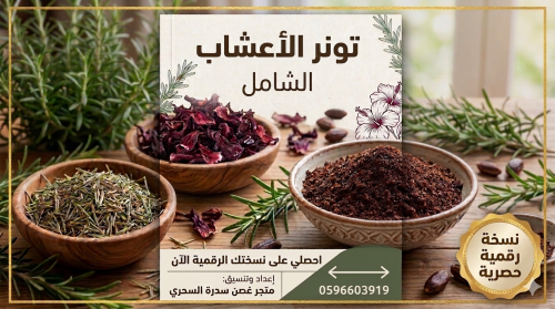 تونر الأعشاب الطبيعي للشعر وفروة الرأس منتج رقمي