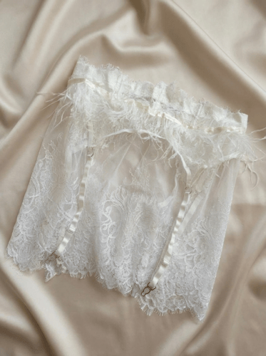 طقم لانجري عروس, زفاف، أبيض، مكون من 5 قطع، حمالة...