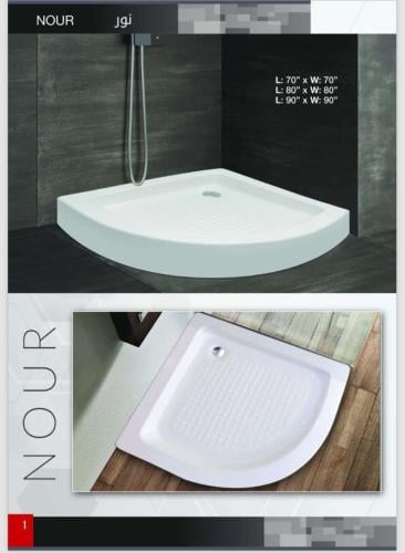 شاور 80*80*18 زاوية فوق السراميك لون ابيض / نور