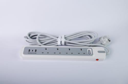 توصيلة كهرباء 4 بريزة 3متر --2usb + تاب سي رفيد