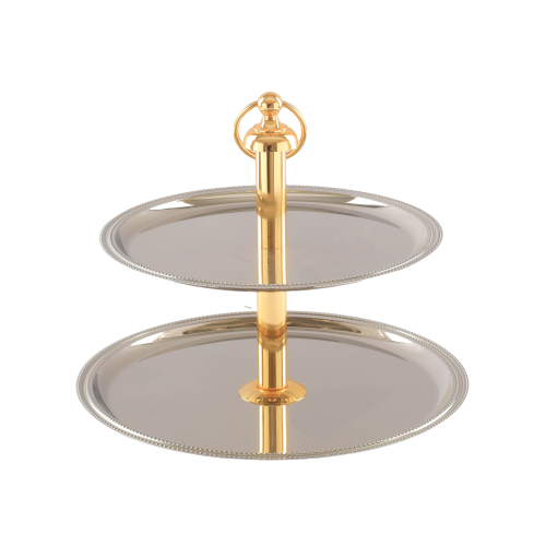 استاند فواكه دورين دائري نيكل عامود ذهبي مطرز قطعة...