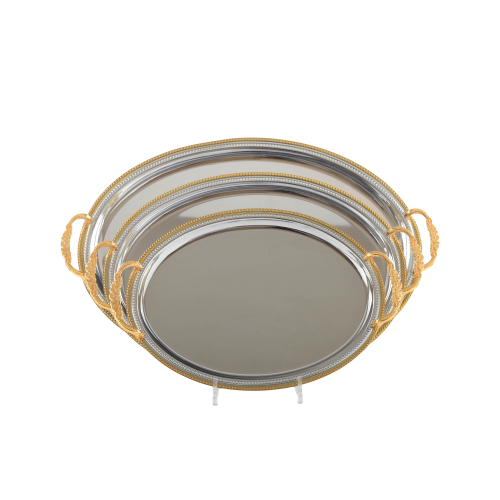 طقم تباسي ساده فضي يد ذهبي بتطريز ذهبي فخامة فضية...