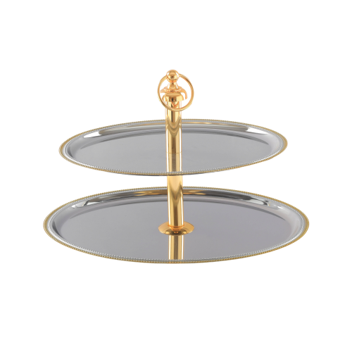 استاند فواكه دورين بيضاوي فضي ذهبي مطرز لمسة فنية...