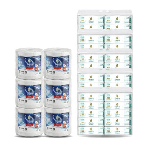 مجموعة المناديل الورقية | 50 علبه للوجه | 6 رول لل...