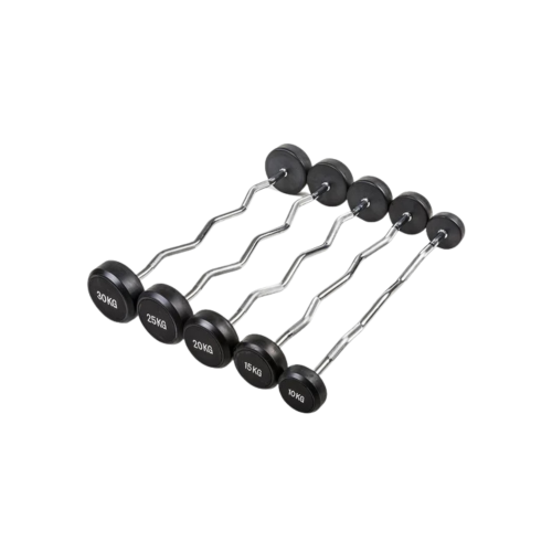 Rubber EZ Curl Barbell Set 10-50KG [MD Buddy | MD3...