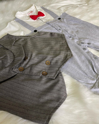 بدلة رصاصي قطنيه مع جاكية