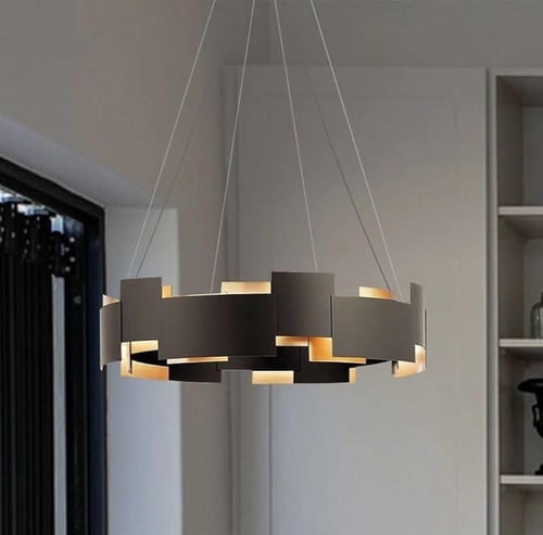 نجف ليد معلق مودرن أسود مقاس 80 سم