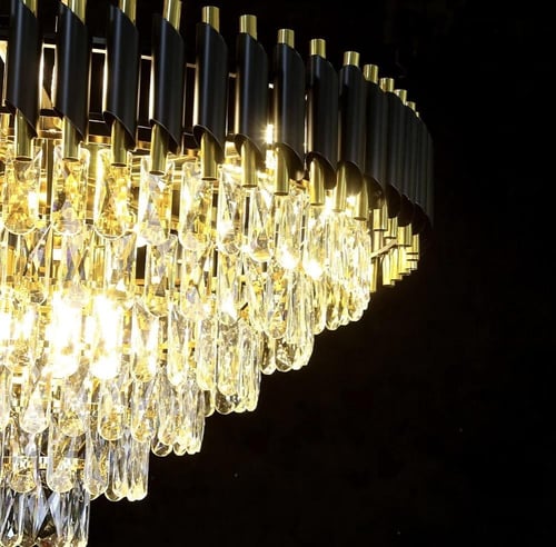 ثريا كريستال أسود مع ذهبي قطر 100 سم