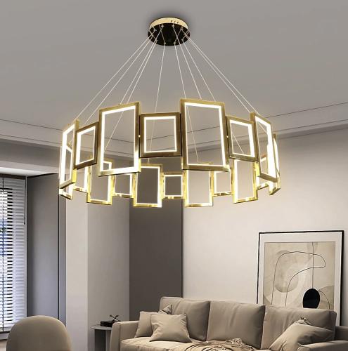 ثريا مودرن ذهبي لون الإنارة أصفر قطر 100 سم 165 وا...