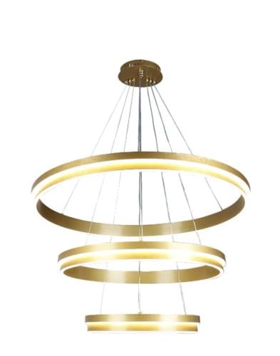 نجف مودرن ذهبي 3 حلقات لون الإنارة 3 إضاءات قطر 80...