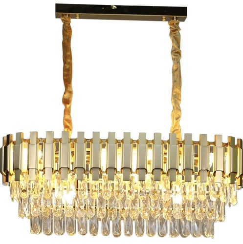 ثريا كريستال مستطيل ذهبي قطر 80 سم