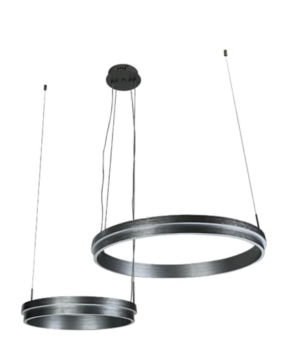 نجف مودرن فضي حلقتين لون الإنارة 3 إضاءات قطر 90*6...