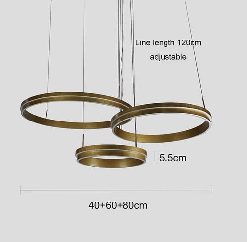 نجف مودرن ذهبي 3 حلقات لون الإنارة 3 إضاءات قطر 80...
