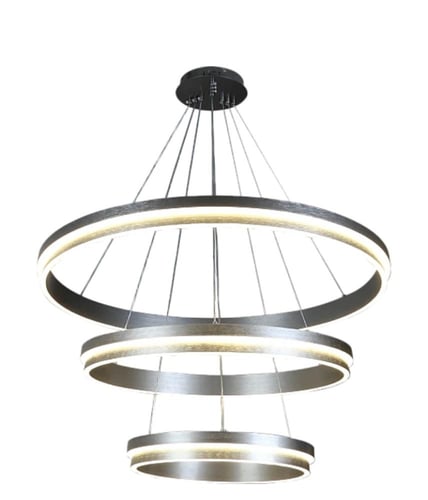 نجف مودرن فضي 3 حلقات لون الإنارة 3 إضاءات قطر 80*...