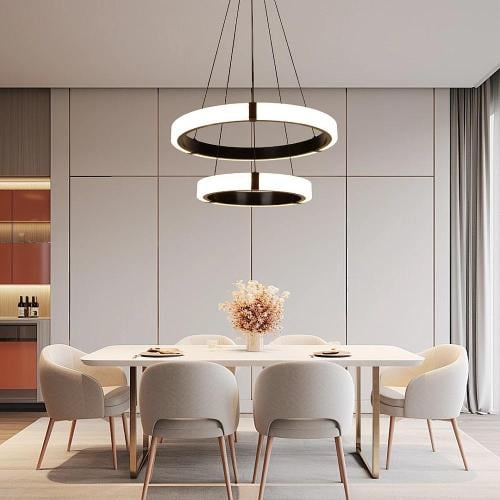 نجف مودرن أسود حلقتين 3 اضاءات 115 واط