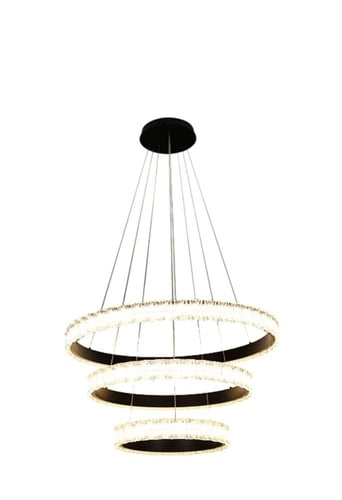 ثريا مودرن 3 حلقات أسود مع لون إنارة أصفر 150 واط...