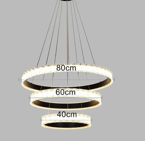 ثريا مودرن 3 حلقات أسود مع لون إنارة أصفر 150 واط...