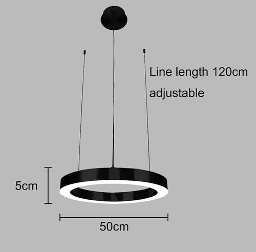 نجف مودرن أسود مع لون إنارة أصفر 36 واط قطر 50 سم