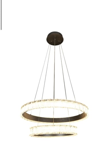 ثريا مودرن حلقتين فضي مع لون إنارة أصفر 75 واط قطر...