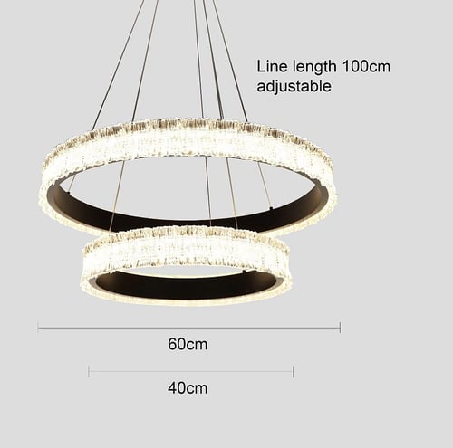 ثريا مودرن حلقتين أسود مع لون إنارة أصفر 75 واط قط...