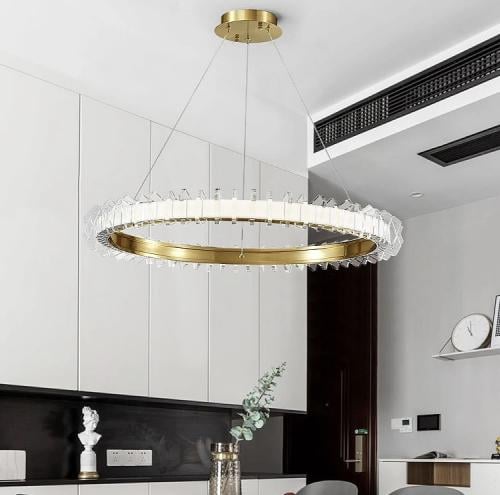 ثريا مودرن ذهبي فاخر لون الإنارة أصفر 65 واط قطر 6...