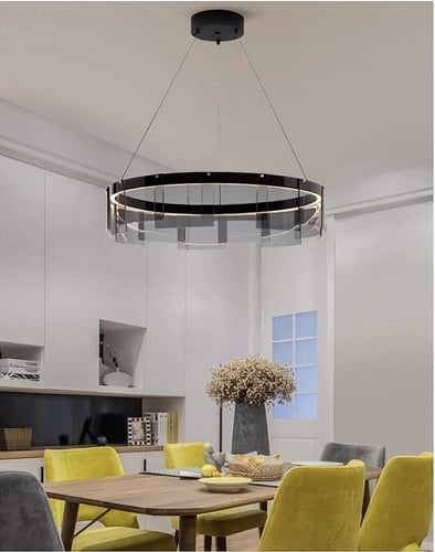 نجف أسود لون الإنارة 3 إضاءات قطر 80 سم 48 واط