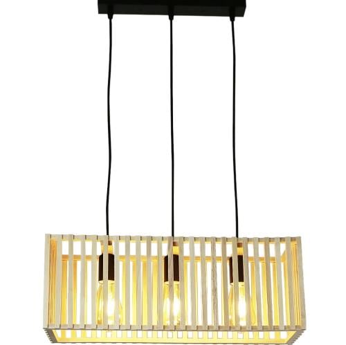 إضاءة علاقي ريفي من الخيزران ثلاثي