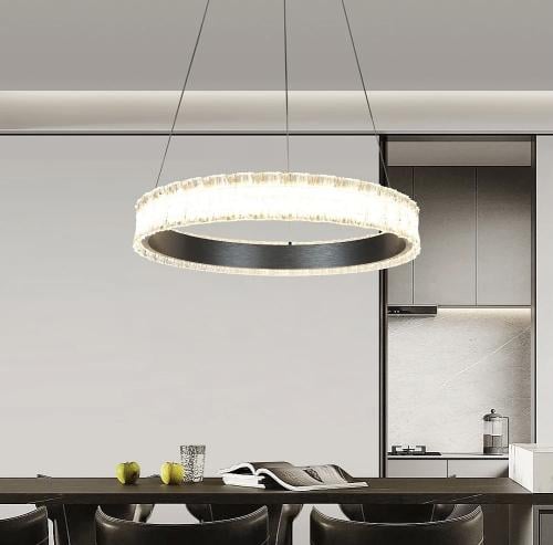 ثريا مودرن فضي مع لون إنارة أصفر 30 واط قطر 40 سم