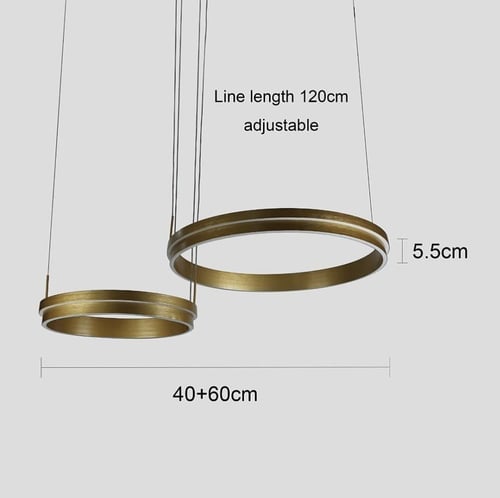 نجف مودرن ذهبي حلقتين لون الإنارة 3 إضاءات قطر 90*...