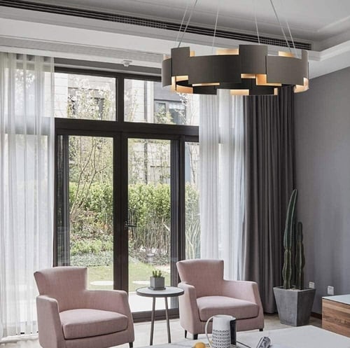 نجف ليد معلق مودرن أسود مقاس 80 سم