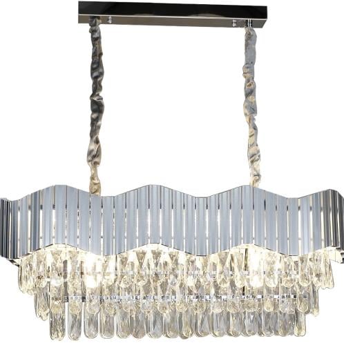 ثريا كريستال مستطيل فضي قطر 80 سم