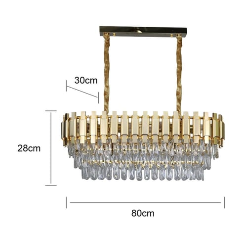 ثريا كريستال مستطيل ذهبي قطر 80 سم
