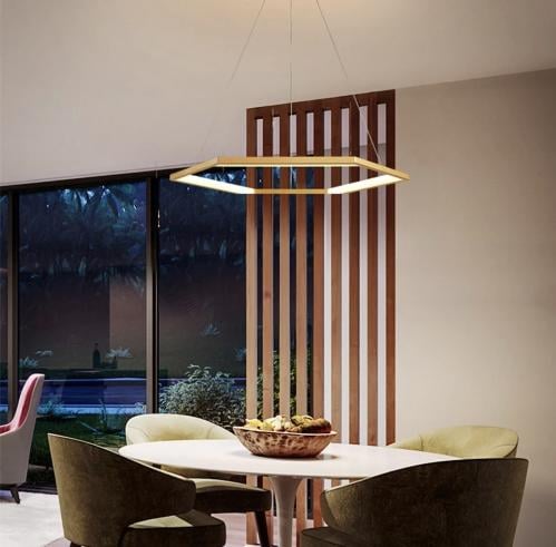 نجف مودرن ذهبي سداسي قطر 60 سم الإنارة 30 واط أصفر