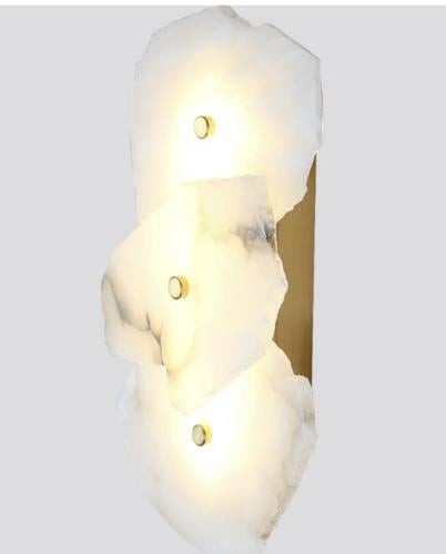 ابليك ثلاثي إضاءة رخامية جدارية مودرن ذهبي لون الإ...