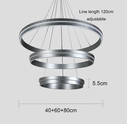 نجف مودرن فضي 3 حلقات لون الإنارة 3 إضاءات قطر 80*...