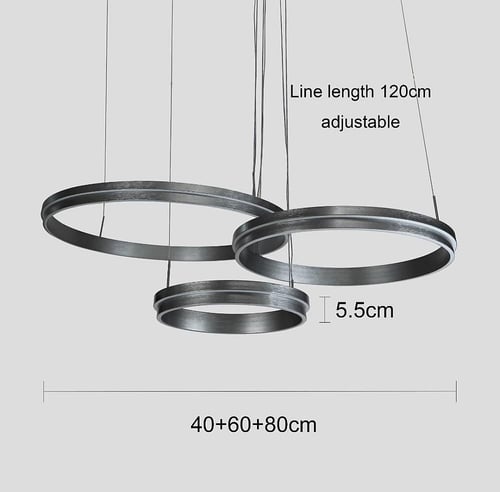 نجف مودرن فضي 3 حلقات لون الإنارة 3 إضاءات قطر 80*...