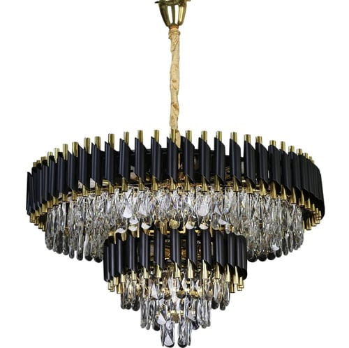 ثريا كريستال دورين أسود مع ذهبي قطر 80 سم