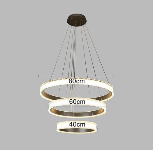 ثريا مودرن 3 حلقات فضي مع لون إنارة أصفر 150 واط ق...