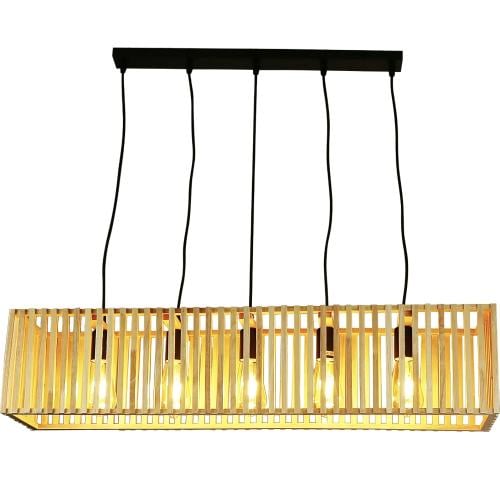 إضاءة علاقي ريفي من الخيزران خماسي