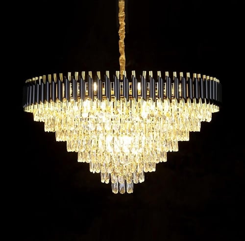 ثريا كريستال أسود مع ذهبي قطر 100 سم