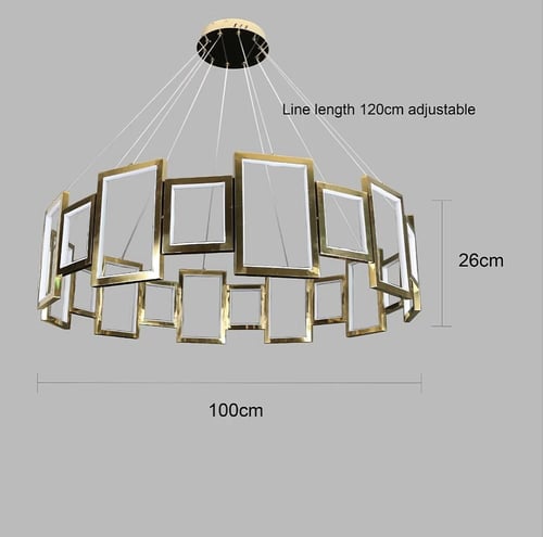 ثريا مودرن ذهبي لون الإنارة أصفر قطر 100 سم 165 وا...