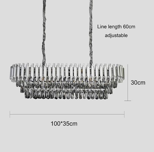 ثريا كريستال مستطيل فضي قطر 100.35 سم