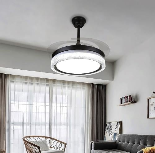 مروحة السقف القابلة للطي أسود لون الانارة 3اضاءات...